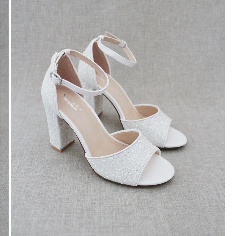 KaileeP White Glitter Heels